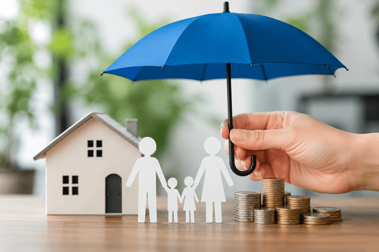 A family, home, and savings protected beneath an umbrella